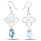 12.82 Carat Genuine Swiss Blue Topaz .925 Sterling Silver Earrings