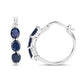 2.05 Carat Genuine Blue Sapphire and White Diamond .925 Sterling Silver Earrings