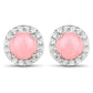 1.36 ct Genuine Pink Opal and White Topaz .925 Sterling Silver Earrings