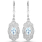 0.96 Carat Genuine Aquamarine and White Topaz .925 Sterling Silver Earrings