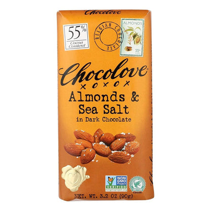 Chocolove - Bar Milk Chocolate Almond Sea Salt (Pack of 12) 3.2 Oz