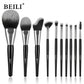 Baili 10pcs Rose Gold Tube Synthetic Hair Vegan Luxury Makeup Brush Set Contour Blush Brush Set