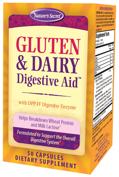 Nature's Secret Gluten and Dairy Digestive Aid, Digestive Enzyme Supplement, 50 Capsules