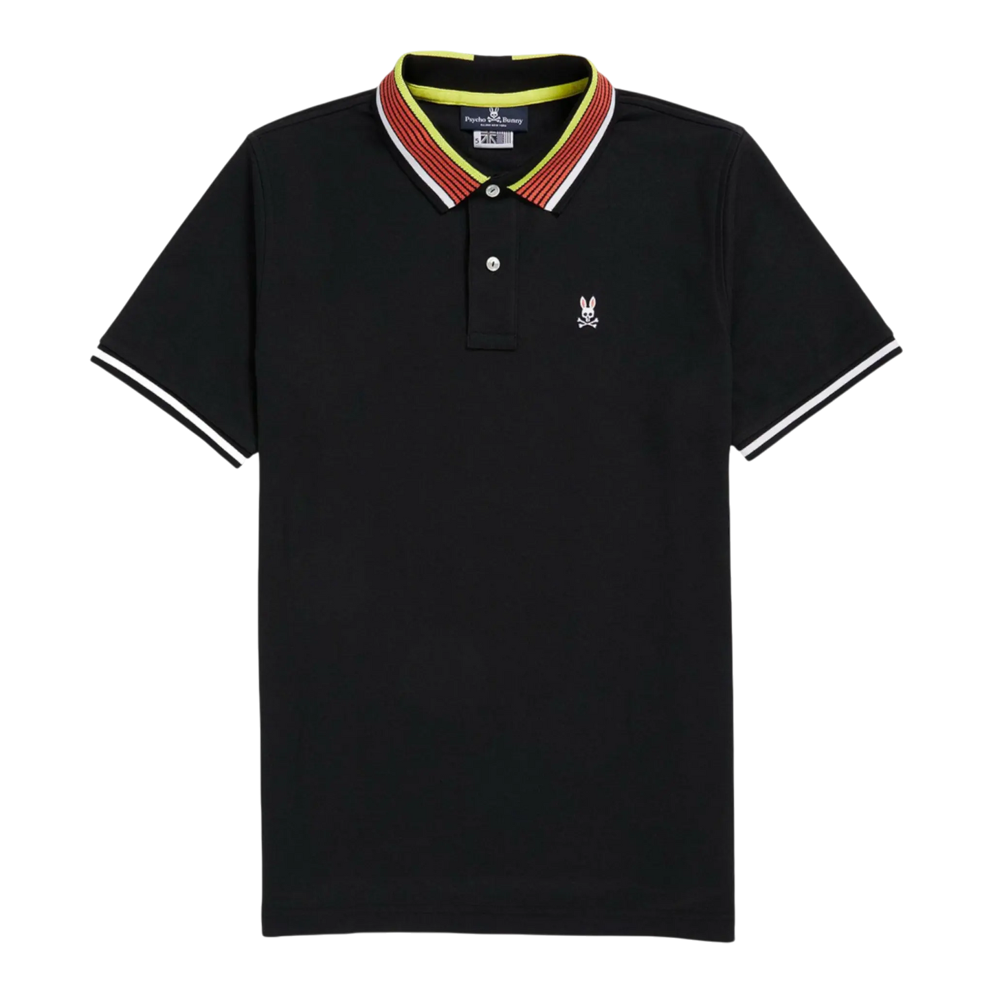 Psycho Bunny York Stripe Collar Men Polo Shirt Black