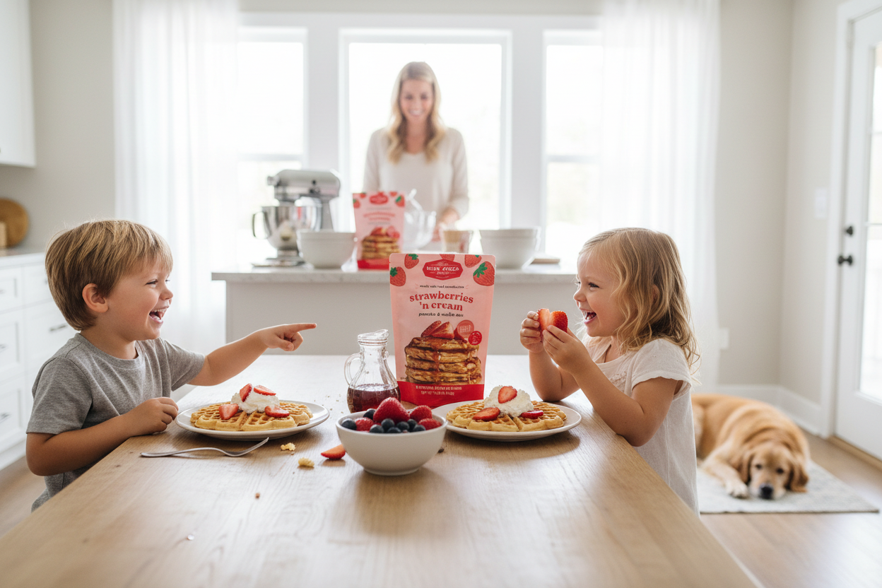 Miss Jones Baking Co Strawberries & Cream Pancake & Waffle Mix 11.92 Oz Pack of 6