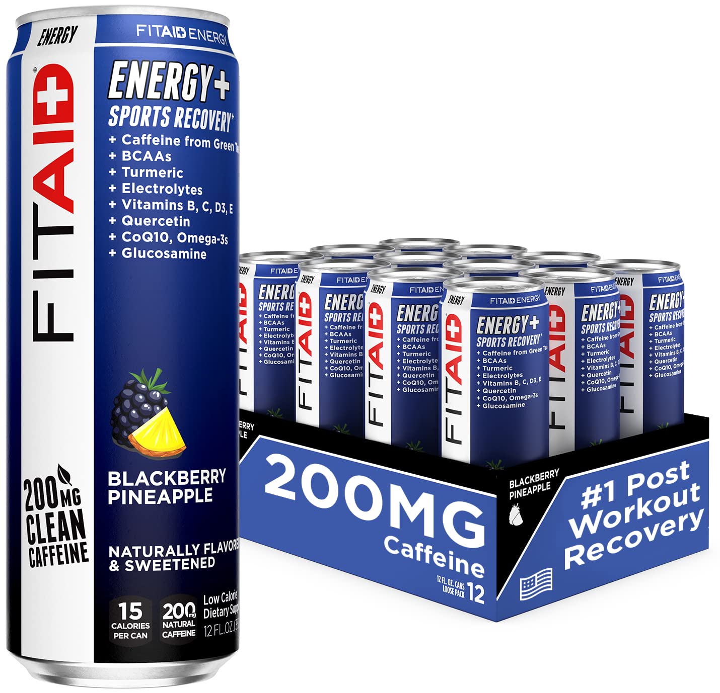 FitAid Energy Blackberry Pineapple, 12 Pack (12 fl. oz. bottles), 0°C