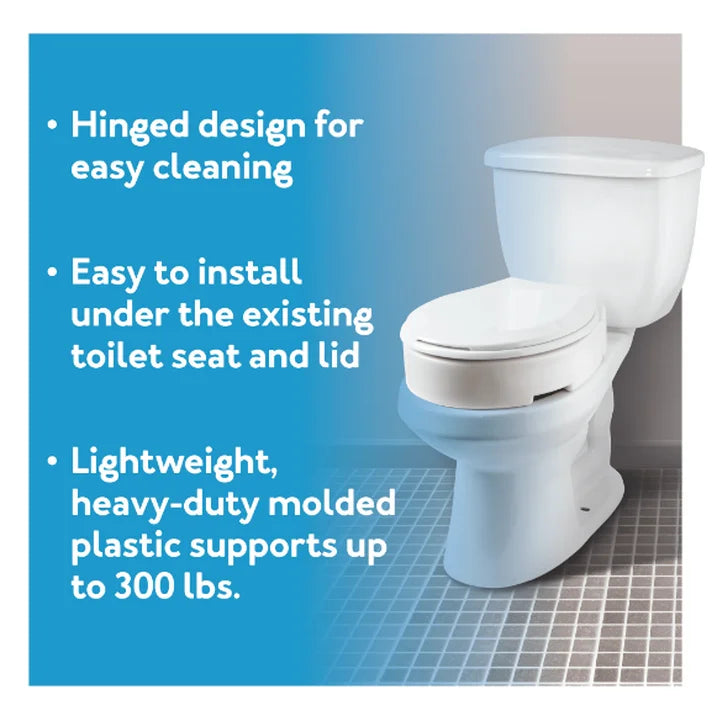 Carex Elongated Raised Toilet Seat - Elevated Riser for Standard & Elongated Toilets - 300 lb Capacity