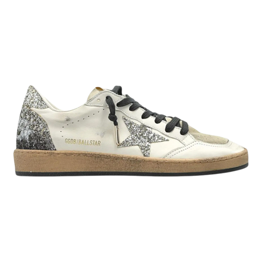 Golden Goose Ball Star Women Sneakers White Silver Glitter