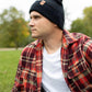 HAAKWEAR Traditional Midnight Black Beanie | Classic Cuffed Knit Hat | Made in USA