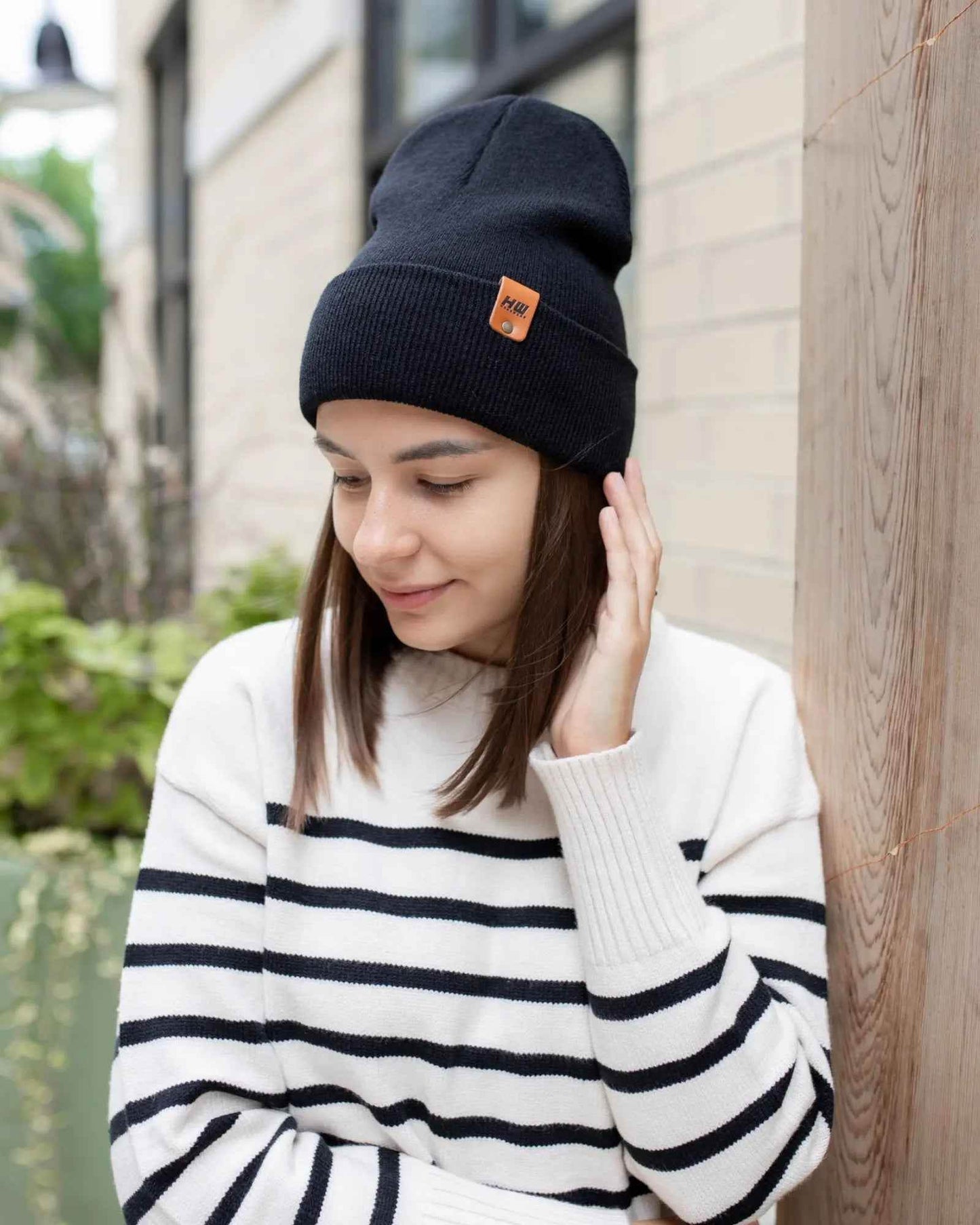 HAAKWEAR Traditional Midnight Black Beanie | Classic Cuffed Knit Hat | Made in USA