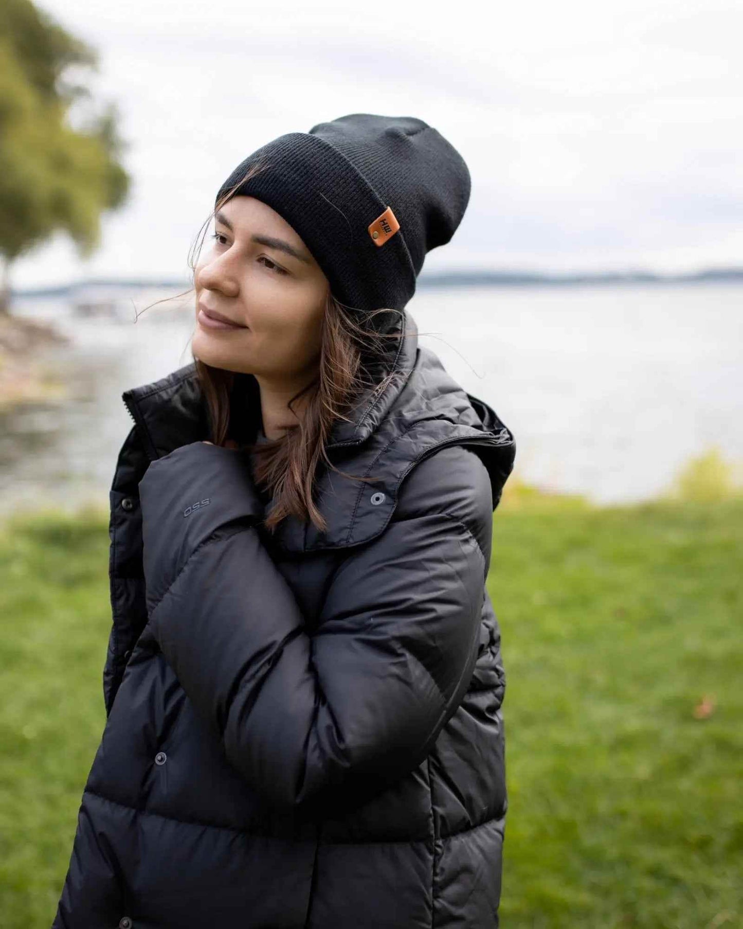 HAAKWEAR Traditional Midnight Black Beanie | Classic Cuffed Knit Hat | Made in USA