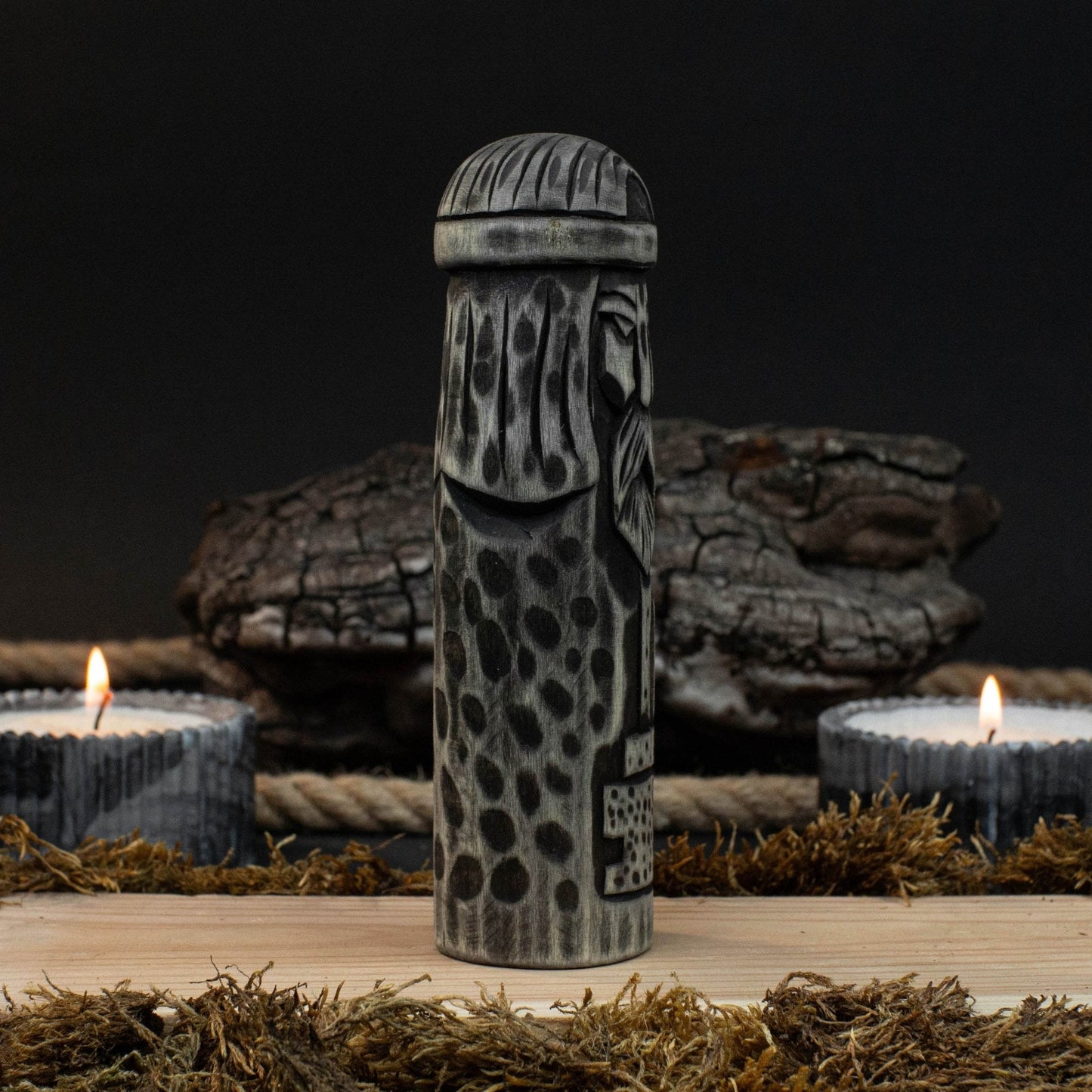Hand-Carved Thor Figurine – 14 cm (5.7 inches) Wooden Scandinavian God Statue