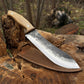 Hand-Forged Bushcraft Knife, 17 cm (6.7 inches) with leather sheath