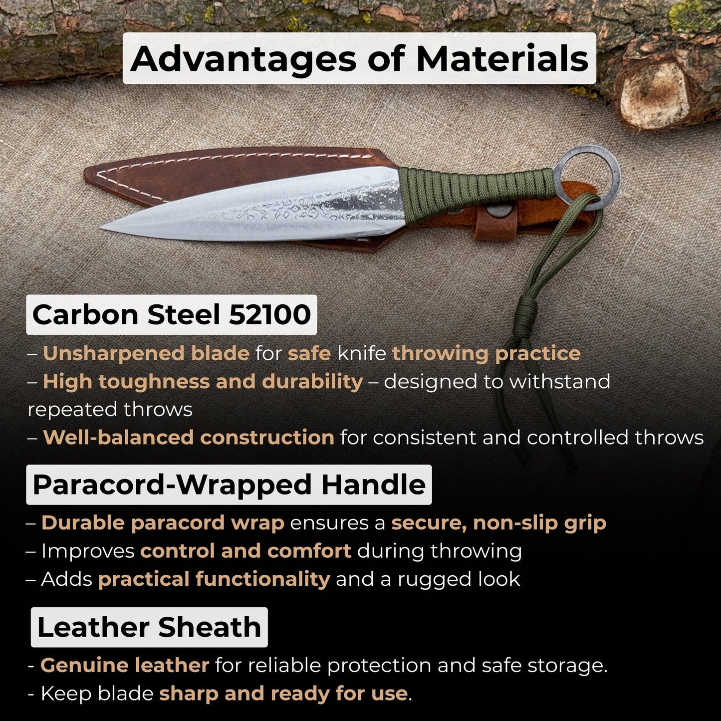 Hand-Forged Throwing Knife – 23 cm (9 in) with Leather Belt Sheath