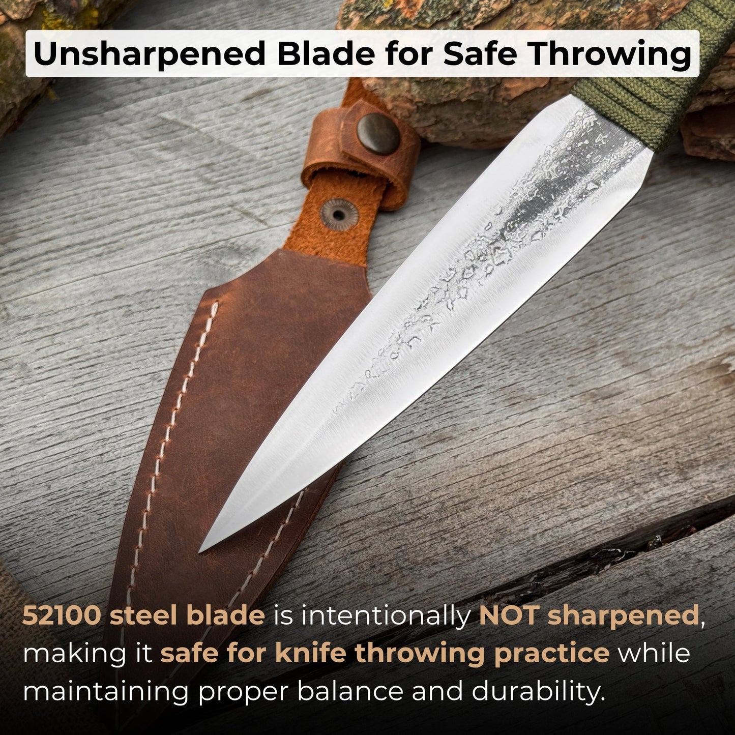 Hand-Forged Throwing Knife – 23 cm (9 in) with Leather Belt Sheath