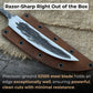 Hand-Forged Yakut Blade with Leather Sheath, 10 cm (3.93 inches)