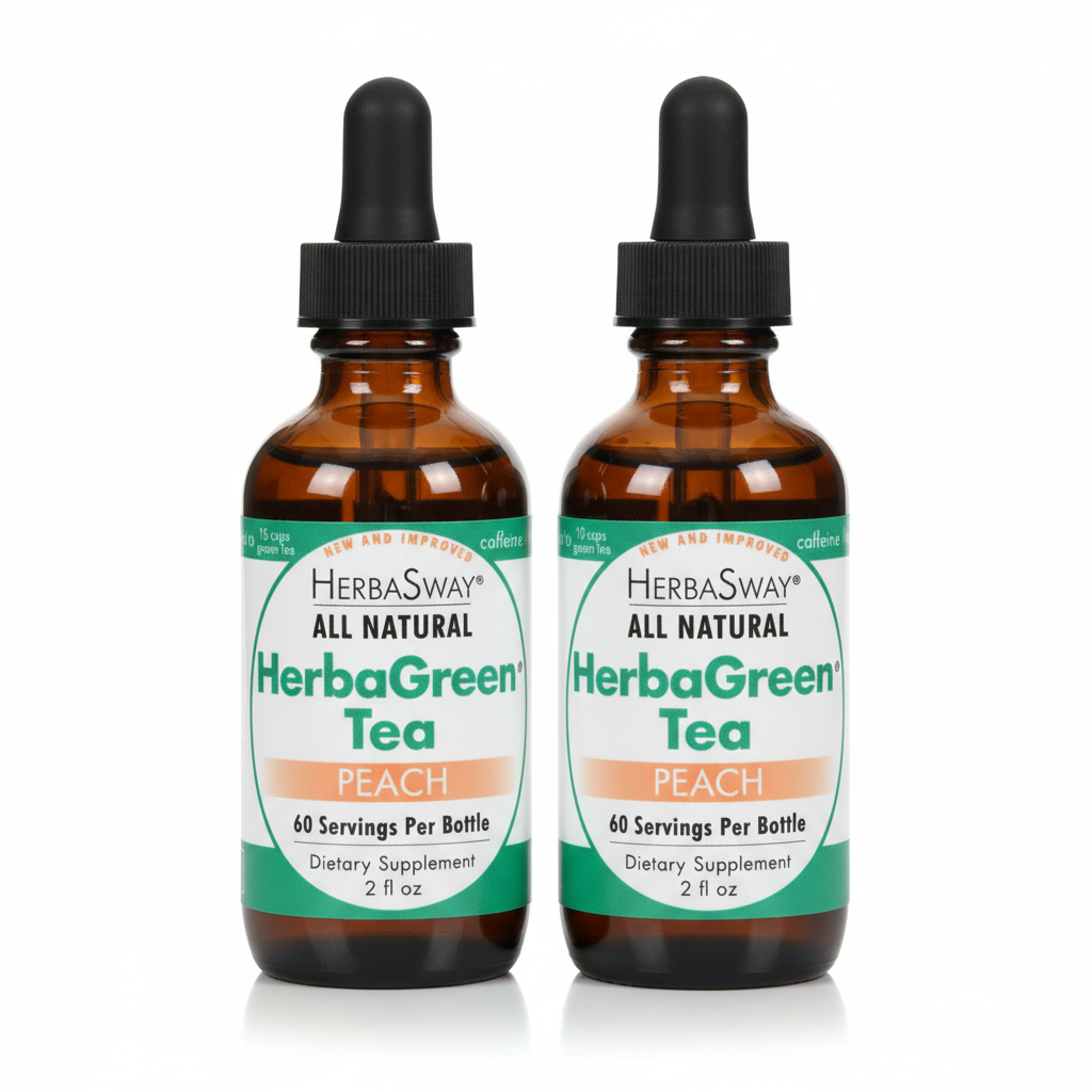 Herbasway Labs Herbagreen Tea, Peach, 2 oz, Pack of 2