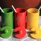 Vintage Porcelain Condiment Jars with Spoons and Tray, Modern Kitchen