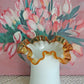 Fenton Milk Glass Vase or Jar with Clear Amber Crest Ruffled Edge