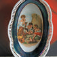 Antique Bavarian Porcelain Bowl, Children Playing Scene, Scalloped Rim