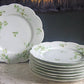 Limoges Elite Set of Five Bread, Salad, 8.75 inch Plates with Pink Roses and Scalloped Rim.  Antique Limoges Dishes.