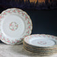 Limoges Elite Set of Five Bread, Salad, 8.75 inch Plates with Pink Roses and Scalloped Rim.  Antique Limoges Dishes.