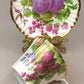 Vintage Tea Cup & Saucer. Aynsley Fine Bone China. Beautiful Fruit Motif: Peaches, Plums, Berries. Collectible Tea Set. Gift for Him or Her.