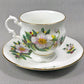 Vintage Tuscan Teacup and Saucer in Black, White and Gold Floral Pattern