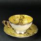 Vintage Royal Sealy Japan Lusterware Teacup and Saucer - Yellow & Gold Iridescent MCM