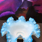 Large Vintage Fenton Blue Opalescent Glass Bowl, Ruffled Rim