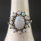 Vintage 10k Gold Cluster Ring with 13 Opal Stones.