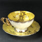 Vintage Royal Sealy Japan Lusterware Teacup and Saucer - Yellow & Gold Iridescent MCM
