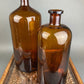 Vintage, Extra Large Apothecary Bottles. Italian, Boric Acid & Sodium Bicarbonate Jars with Brass Caps. Set of Two Apothecary Jars.