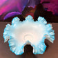 Large Vintage Fenton Blue Opalescent Glass Bowl, Ruffled Rim