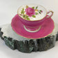 Vintage Cup and Saucer by Staffordshire, England. Hand Painted Tea Set Signed by Artist.