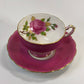 Vintage Cup and Saucer by Staffordshire, England. Hand Painted Tea Set Signed by Artist.