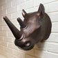 Distressed Bronze Rhino Head Wall Hanging, Safari Decor