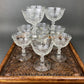 Fostoria Low Sherbet Glasses.  Etched Meadow Rose Motif.  Set of Ten Vintage Wine or Dessert Glasses.