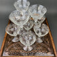 Fostoria Low Sherbet Glasses.  Etched Meadow Rose Motif.  Set of Ten Vintage Wine or Dessert Glasses.