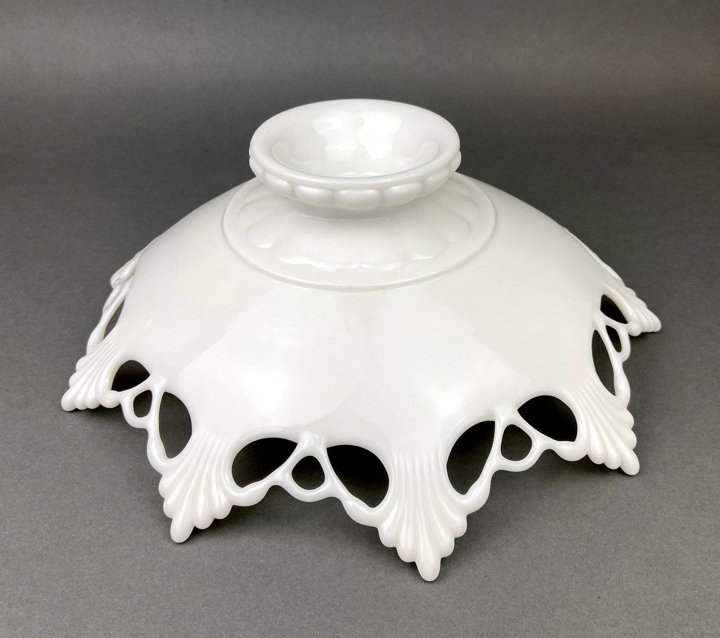 Vintage Westmoreland Milk Glass Bowl, Open Lace Edge, Footed Candy Dish