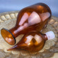 Vintage Brown Decanter with Drop Stopper, Hand Blown Glass, Fleur de Lis