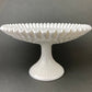 Milk Glass Hobnail Footed Bowl, Ruffled Edge Serving Dish