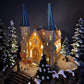 Illuminated Stoney Bridge Church by Santa's Workbench Collection. Victorian Series. Christmas Village Building. Porcelain Lighted House.