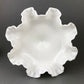 Vintage Milk Glass Candy Dish, Ruffled Edge Footed Bowl