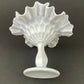 Vintage Milk Glass Candy Dish, Ruffled Edge Footed Bowl