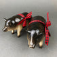 Pig Figurines Collectible Resin Pigs with Red Bows