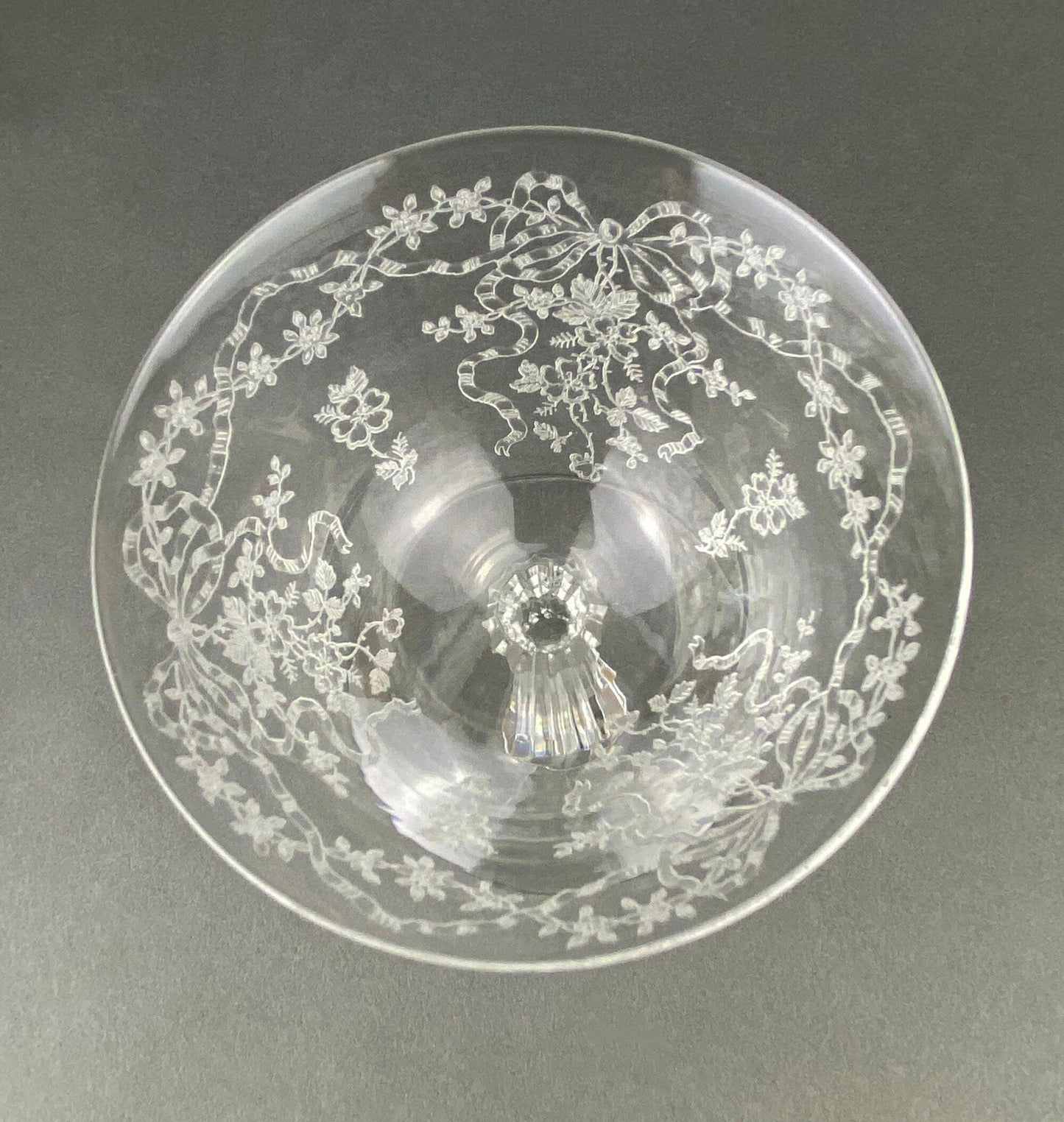 Vintage Fostoria Champagne Glasses, Set of 6 Etched Crystal Stemware