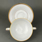 Antique Porcelain Bullion Bowls with Matching Square, 8.5" Dinner Plates. Set of 6. Flower Garlands, Sylvia by F&B Baronet China, Bohemia.