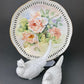Vintage Hand Painted Porcelain Plate: Rose Motif, Reticulated Rim