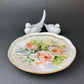 Vintage Hand Painted Porcelain Plate: Rose Motif, Reticulated Rim